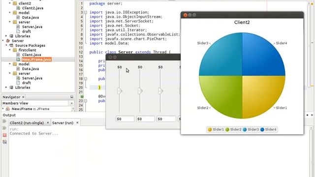 Client Server Communication Swing Slider & JavaFX ChartPie смотреть онлайн