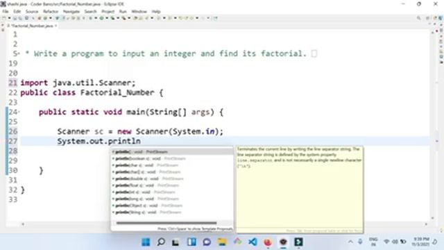 Program to Find the Factorial of the Number in Java смотреть онлайн