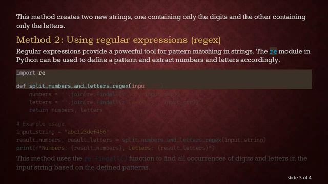 Splitting a String into Numbers and Letters in Python смотреть онлайн