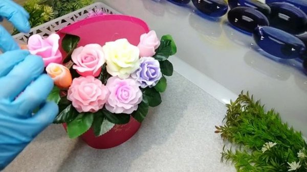 ?Большой букет роз из мыла?Сборка букета?Мыловарение/Soap flowers/Handmade soap