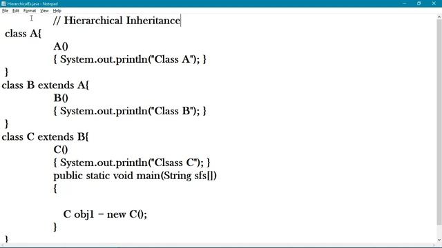 Hierarchical Inheritance Example in Java смотреть онлайн
