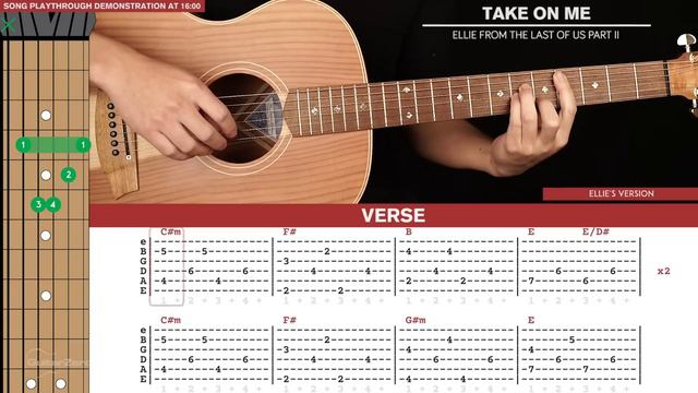 Take On Me Guitar Tutorial 🎸 Ellie The Last Of Us Part II Guitar Lesson |Fingerpicking + TAB|