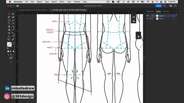 How to draw a pleated skirt in Illustrator | Accordion pleated skirt смотреть онлайн