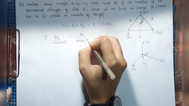 Consider three charges q1,q2,q3 each equal to q at the vertices of an equilateral triangle of side смотреть онлайн