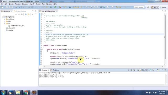 Java String [startsWith(String prefix, int offset) method] | Java Tutorial смотреть онлайн