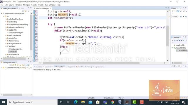 Reading CSV File using Core Java | Reading CSV using Selenium | Read CSV and return as a HashMap смотреть онлайн