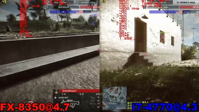 FX-8350@4.7 vs i7-4770K@4.3 in Battlefield 4 (R9 280) смотреть онлайн