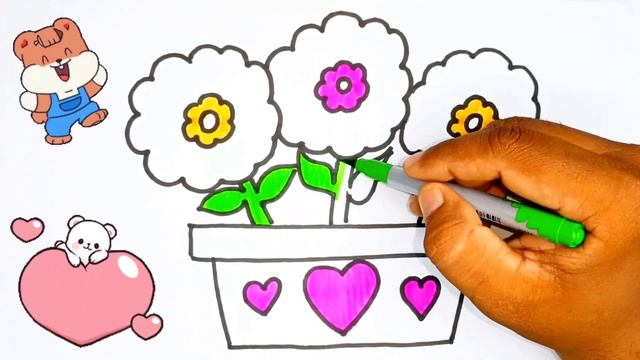 Bolalar uchun gullar chizish/Drawing flowers for children/Рисование цветов для детей смотреть онлайн