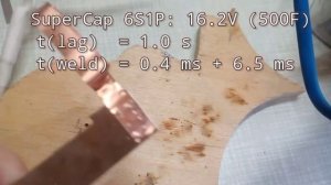 Точечная сварка медной ленты 0.15 к медному сплаву 1.0 мм. Copper to copper alloy spot-welding.