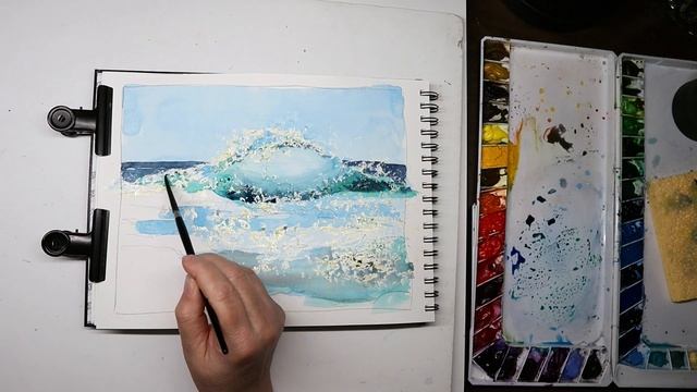 Как написать волны и скалы акварелью. смотреть онлайн