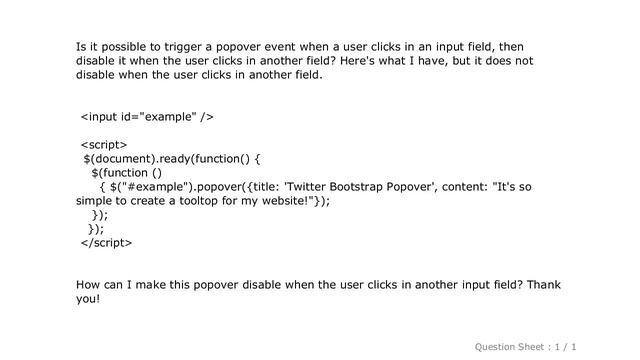jQuery : Bootstrap Popover Input Field смотреть онлайн