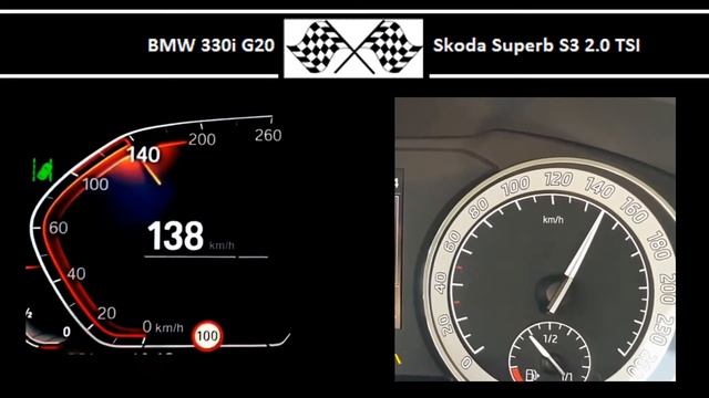 BMW 330i G20 VS. Skoda Superb S3 2.0 TSI - Acceleration 0-100km/h смотреть онлайн