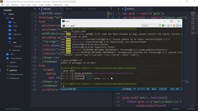 Настройка gulp-jade смотреть онлайн