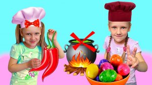 Настя хочет играть дома и готовит еду с сюрпризом для папы