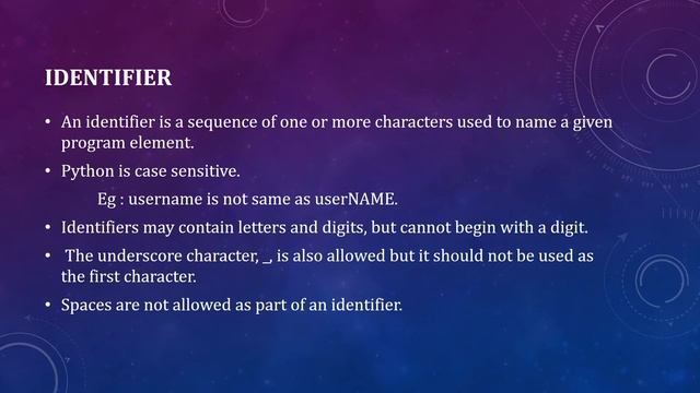 Variables, Identifiers and Keywords in python смотреть онлайн