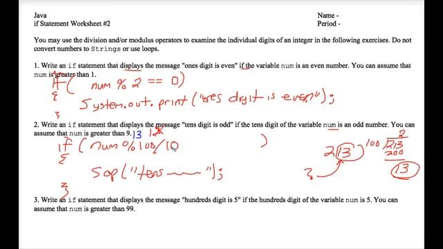 Java - If Statement Worksheet #2 смотреть онлайн