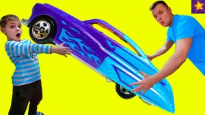 Игорюшины МАШИНКИ меняют ЦВЕТ !!! Папа придумал ЧЕЛЛЕНДЖ с машинками в воде Видео для детей.mp4