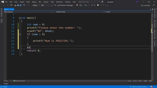 C program to find if number is Positive, Negative or Zero смотреть онлайн