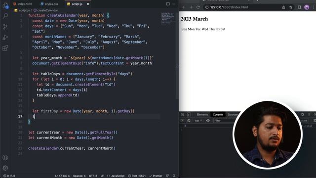 Create a Monthly Calendar | JavaScript Project Tutorial For Beginners смотреть онлайн