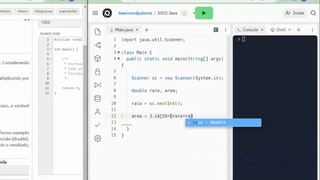 Beecrowd - URI - 1002 - Área do Círculo - Linguagem Java смотреть онлайн