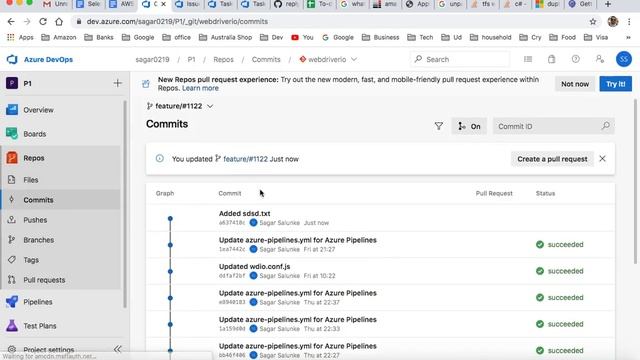 Azure devops Repos New repo, commits, pull requests смотреть онлайн