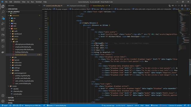 Get data form DB join table for leaves form using Laravel 8 | HR смотреть онлайн