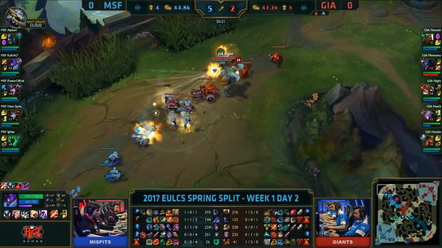 Misfits (w/ KaKAO) vs GIANTS | Game 1 S7 EU LCS Spring 2017 Week 1 Day 2 | MSF vs GIA G1 W1D2 1080p смотреть онлайн