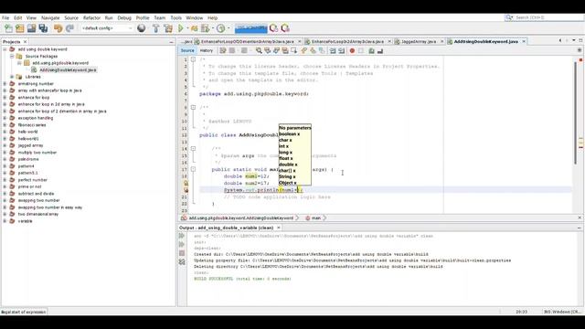 how to add variables using the double keyword in java in Netbeans. #java #double #program #code смотреть онлайн
