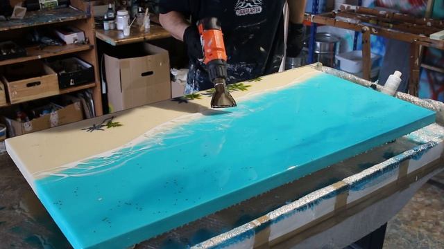 HOW TO PAINT PALM TREES AND RESIN WAVES - OCEAN RESIN ART