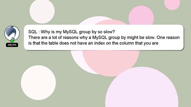 SQL : Why is my MySQL group by so slow? смотреть онлайн