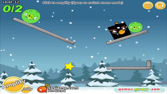 Angry Birds Kick Out Green Pigs - ALL TWO ROUND PIGGIES GOT KICKED BY SMALLEST BIRD LEVELS! смотреть онлайн