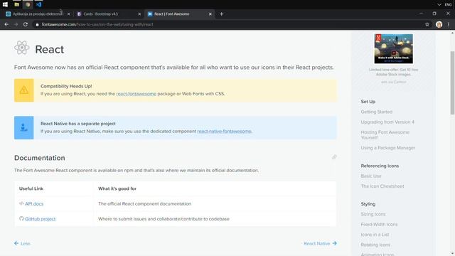 Razvoj veb aplikacija - 071 - React - instalacija biblioteka Bootstrap, jQuery i Font Awesome смотреть онлайн
