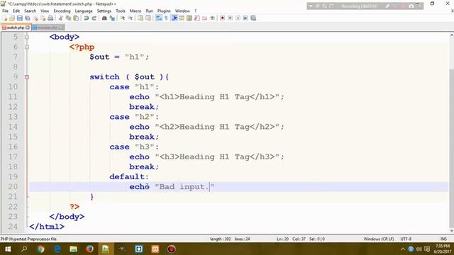 PHP Programming Tutorial - 10 - Switch Statement Decision Making | Hindi смотреть онлайн