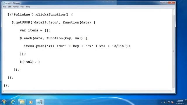 19 Using jQuery to Retrieve JSON via AJAX смотреть онлайн