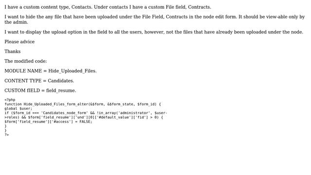 Drupal: Hide Uploaded Files in File Field in Node Edit Form смотреть онлайн