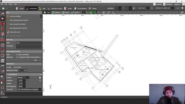 DIALux EVO. Расчет и анализ естественного освещения для помещения смотреть онлайн