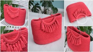 Видео Мастер-класс Сумка Тоут с кисточкам из трикотажной пряжи