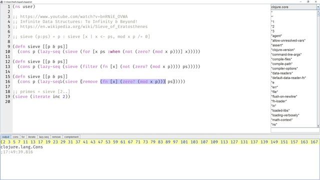 Haskell to Clojure: The Unfaithful lazy Sieve of Eratosthenes смотреть онлайн
