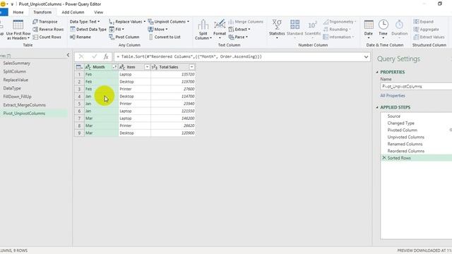 Unit (1.5) Pivot & Unpivot Columns