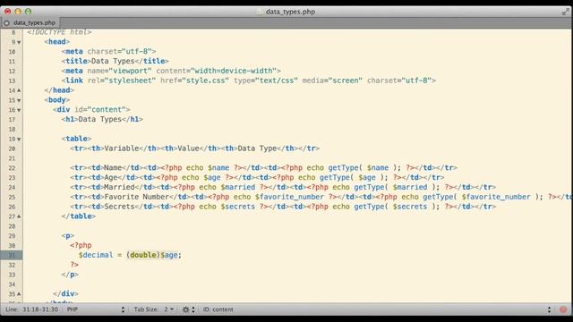 PHP05.0 Data Types смотреть онлайн