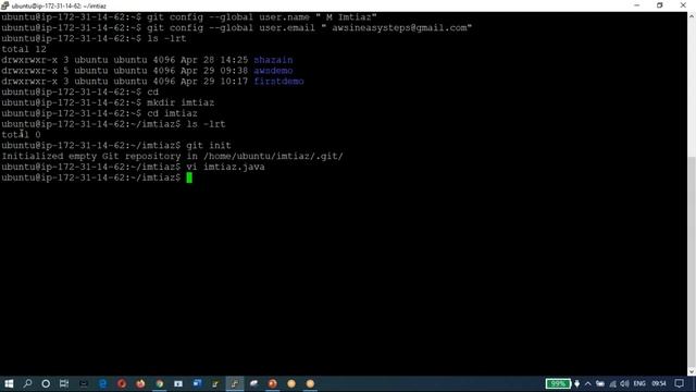 Git initial Setup and Create new local repository on AWS Ubuntu instance смотреть онлайн