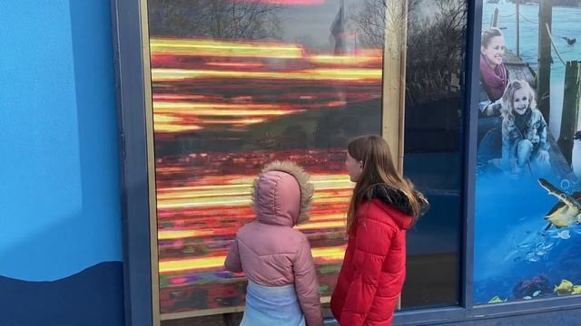 Interacting with a cool digital information board. Sunny Skyriders exploring the world смотреть онлайн