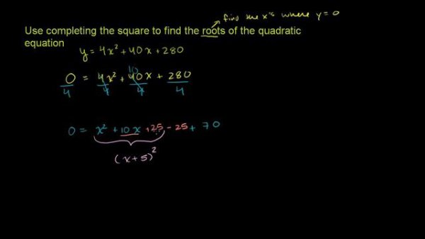 Example 2: Completing the square | Quadratic equations | Algebra I | Khan Academy