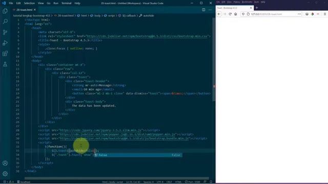 Tutorial Bootstrap 4 #29 Toast Bootstrap смотреть онлайн
