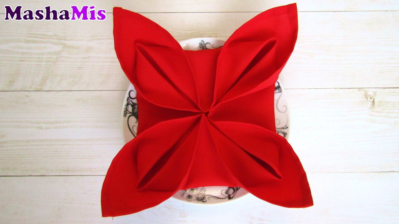 Как красиво сложить салфетки для сервировки стола/цветок смотреть онлайн