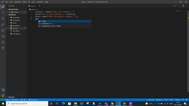 Replace Word Using Python || Data Science || Coding || VS code смотреть онлайн