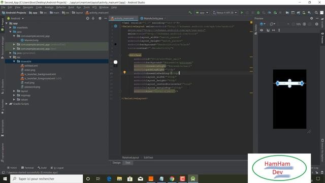 Round EditText and Round Button with icons, Android Studio смотреть онлайн