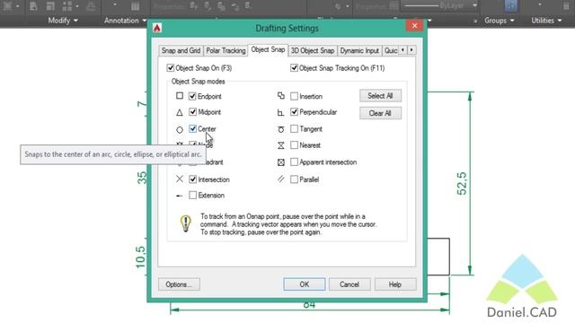 Aula 04 | AutoCAD 2015 | Configurando os OSNAP's (Object Snap) смотреть онлайн