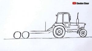 Как нарисовать Трактор с прицепом | Ахадов Эльнур