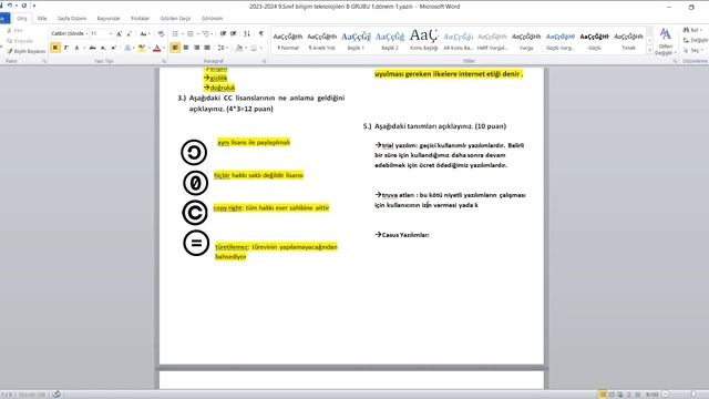 9.Sınıf Bilişim Teknolojileri ve Yazılım Dersi 1.Dönem 1.Yazılı Çözümü (2023-2024) смотреть онлайн